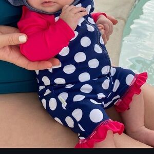 Baby girl full body swim with hat